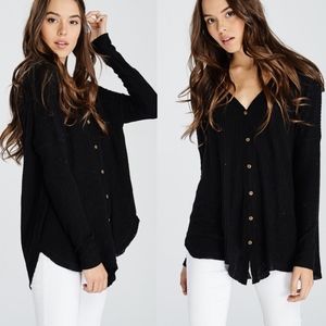 Bellanblue Tops - BETTY Button Down Top - BLACK Bellanblue Tops - BETTY Button Down Top - BLACK
